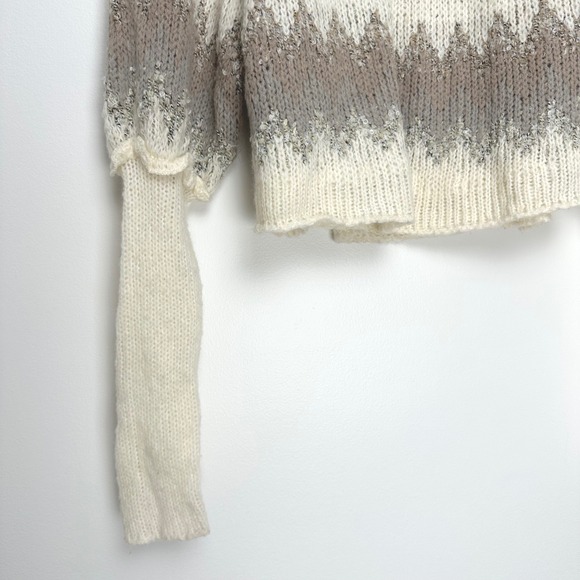Free People Home For The Holidays Fair Isle Sweater Cream Gray XS - Picture 10 of 15